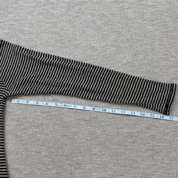 No Comment Womens Sz Small Black Striped Pullover Hoodie V Neck Long Sleeve Lite - Picture 11 of 13